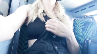 Rubbing pussy on bus