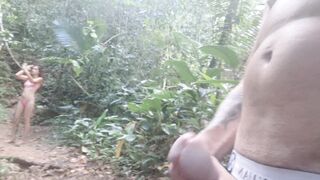 Girl watches me masturbating on the waterfall trail!