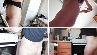 Sexy Latina naked in the kitchen. Milf hairy pussy, big ass, big tits.