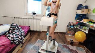 Sexy mom cleans naked. Brunette hairy pussy, big tits, big ass.