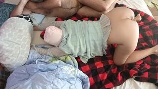 Erotic massage with a hot amateur couple. Crazy sex in the bedroom, amateur couple.
