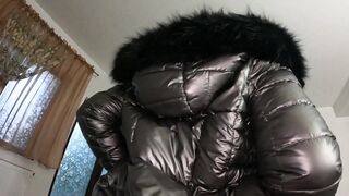A lot of cum on my shiny down-jacket from the gardener 270- preview