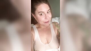 Innocent girl next door plays with tight wet pussy in lingerie.