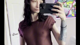 Boob show off-GRWM Goth slut edition. Nipples out!