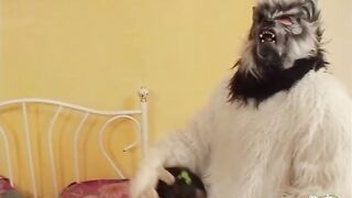 This yeti guy was making some loud noises while this bitch sucked his big dick